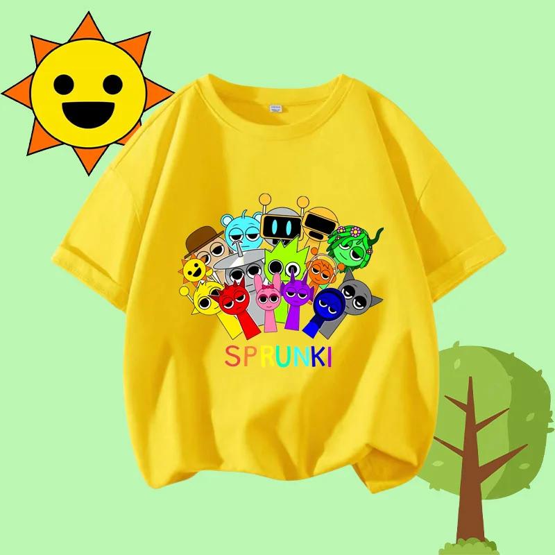Mode Sprunki Kinder T-Shirt Sommer Kinder Incredibox Spiel Baumwolle Kurzarm Oberteil Junge Anime Niedliches T-Shirt Mädchen Freizeitkleidung Geschenk 160