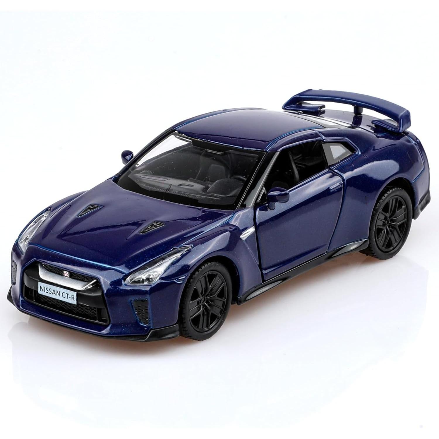 R35-Druckguss-Modellautos im Maßstab 1/36, Pull Back-Fahrzeuge GTR R35 Spielzeugautos, Autos als Geschenk für Jungen und Mädchen 1/36-Size:12.3*5*3.8cm blau