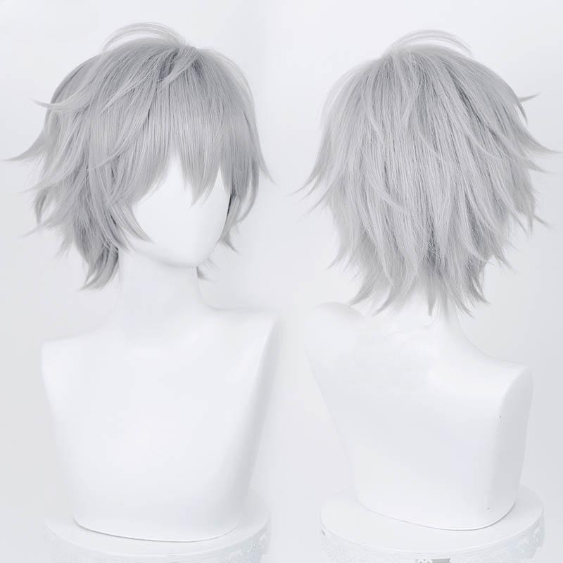Kaworu Nagisa Cosplay Perücke Anime Eva Kurz Lila Silber Grau Hitzebeständiges Synthetisches Haar Halloween Perücken