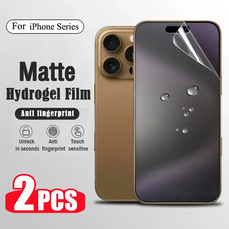2 Stück Full Cover Matte Hydrogel Film für iPhone 16 15 14 Pro Max 16e Klarer TPU-Displayschutz für iPhone 11 12 13 Pro Max Kein Glas For iPhone 16 Pro Max