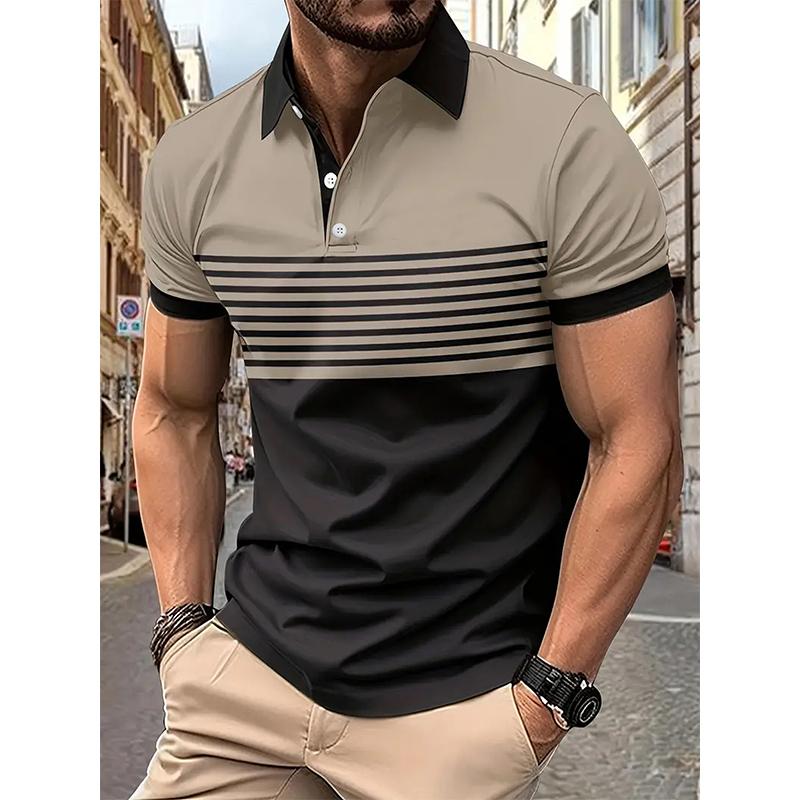 100 % Polyester, kurzärmeliges Poloshirt mit lässigem Revers für Herren, Poloshirt für den Business-Bereich. M khaki