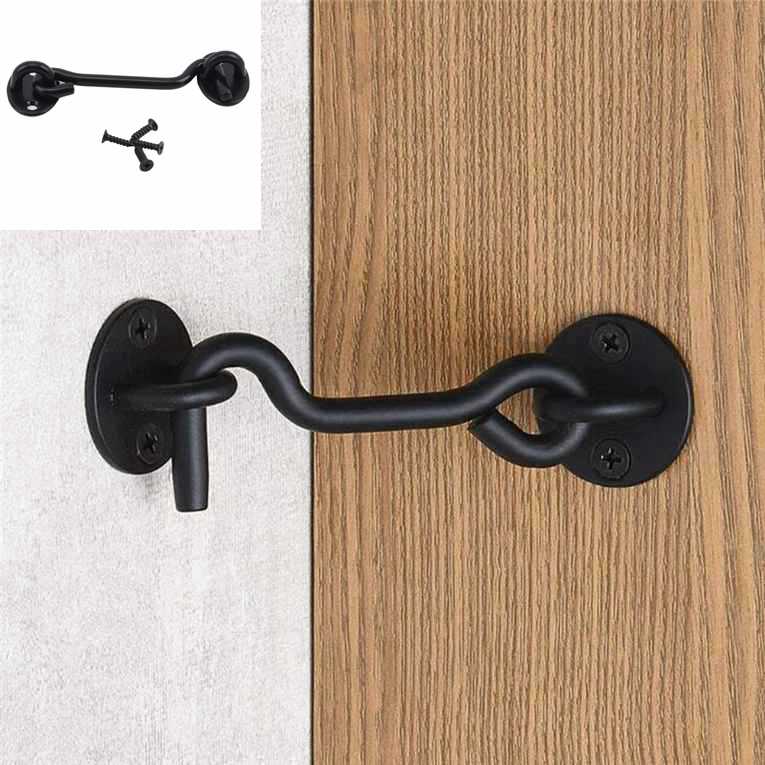 Vintage Tür- und Fensterhaken, Riegel, Haspe, Schuppen, Tor, Tür, Kleiderschrank, Fenster, Schrank, Scheunentürhaken schwarz