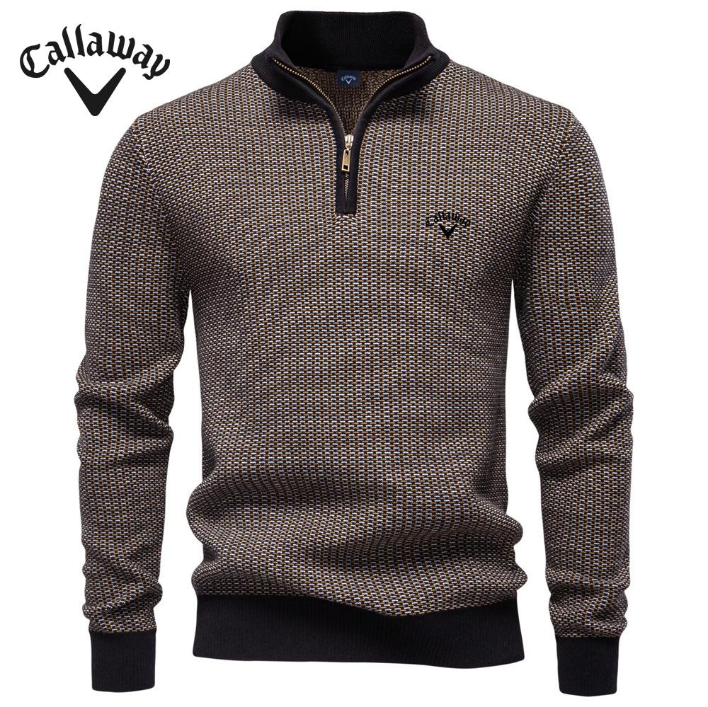 Callaway 2025 Herbst und Winter Stickerei Neuer Herren Europäische Größe Dicker Pullover Herren Halber Reißverschluss Stehkragen Business Casual Pullover Herren XXL