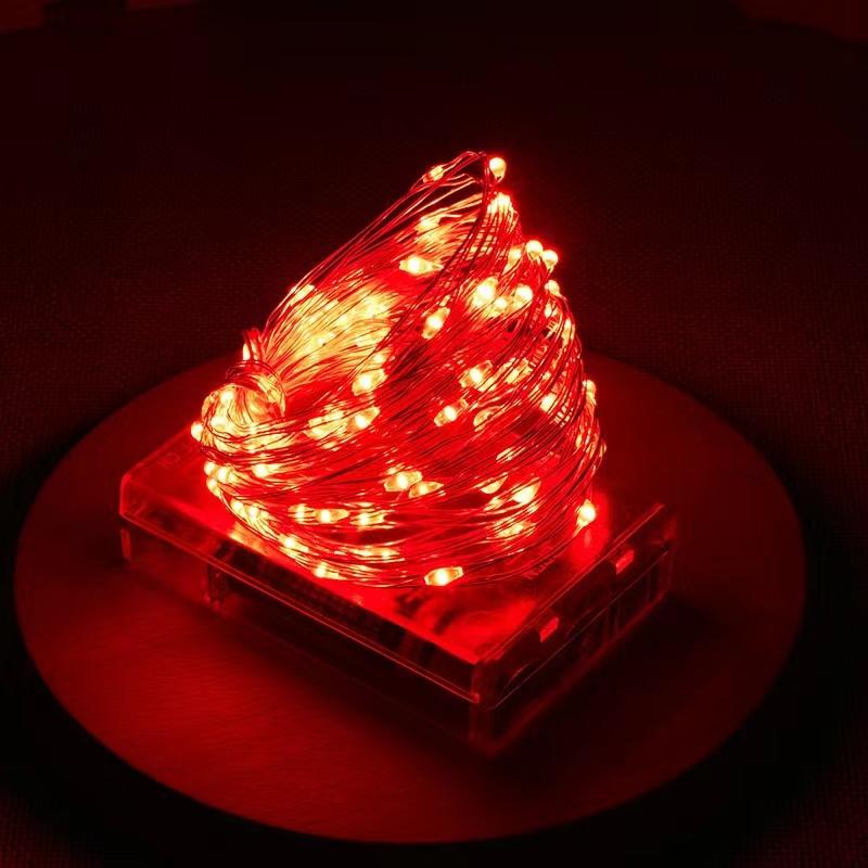 LED-Lichterkette 10M 5M 2M Lichterkette Home Weihnachten 2024 Hochzeitsfeier Dekor mit 3 * AA-Batterien betrieben 10M 100LED rot