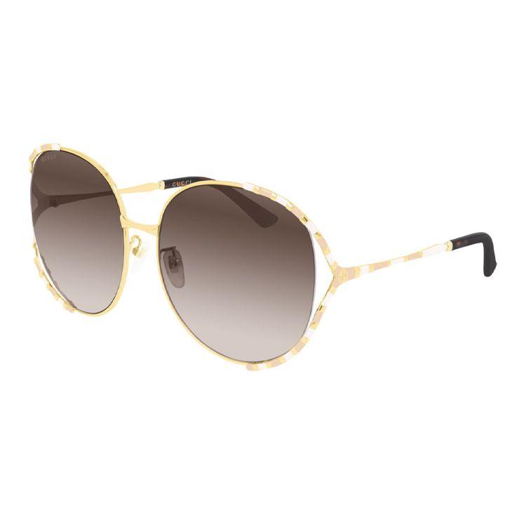 Gucci Vielseitige Runde Sonnenbrille Damen Sonnenbrille GG0595S-008 Dust Bag+Eyeglass Case (Random Color)