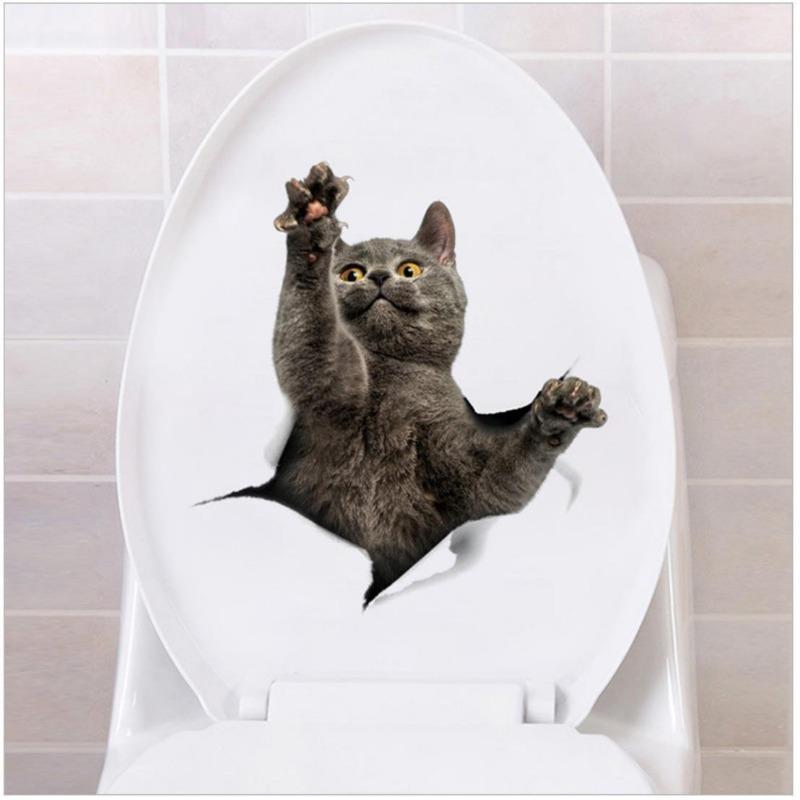 DIY Unterwasser Tier Muster Badezimmer Dekor 3D Toilettensitz Aufkleber PVC Kunst Tapete Abnehmbare Badezimmer Aufkleber Toilettenaufkleber 22.6*21.4cm