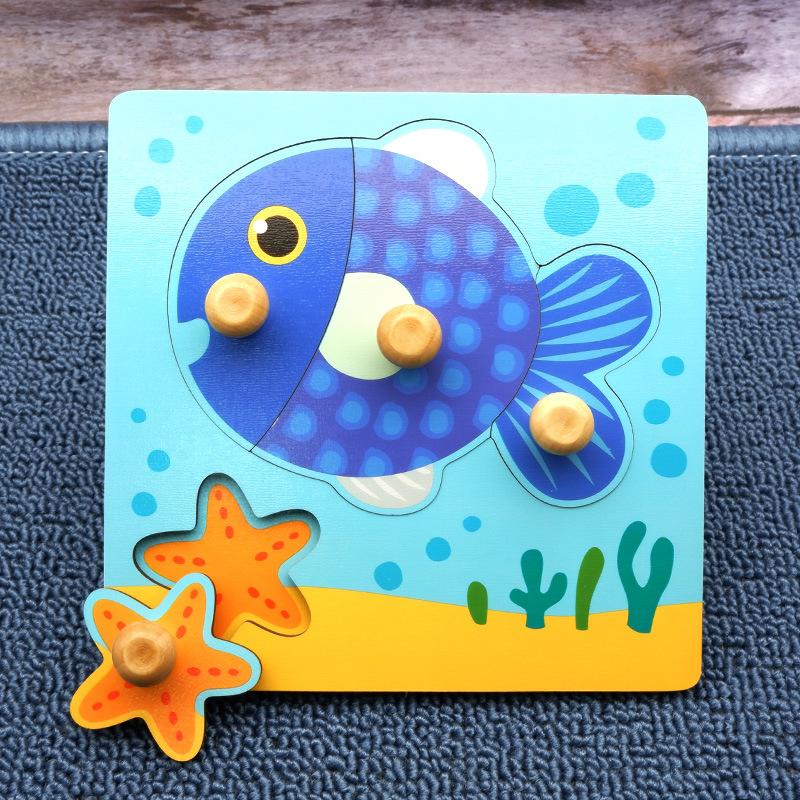 Montessori Holz Obst Puzzle Handgreifbretter Spielzeug Tangram Puzzle Cartoon Fahrzeug Tiere 3D Puzzle Lernspielzeug Für Kinder