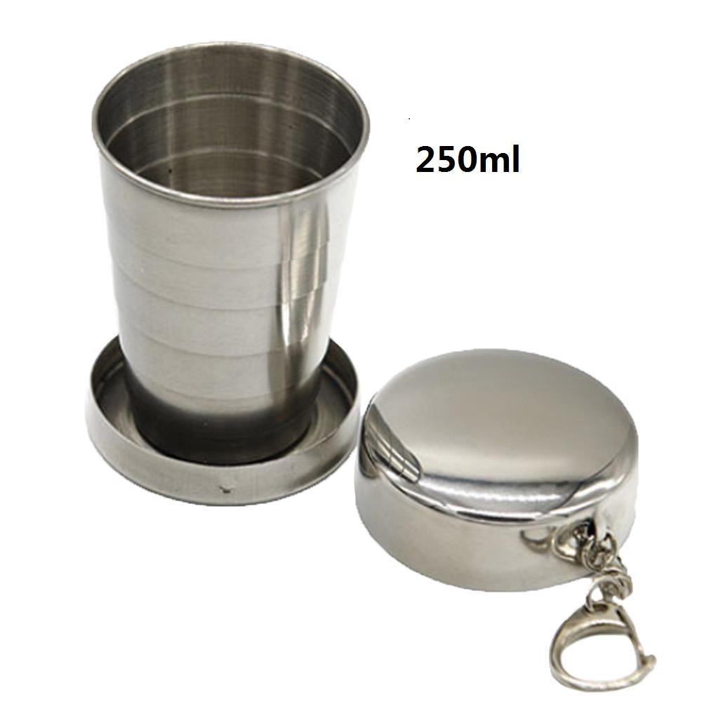 Edelstahl Falten Teleskop Tasse Klapp Tasse Outdoor Sport Camping Angeln Tragbare Wasser Tasse