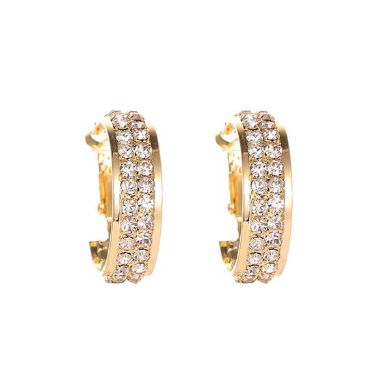 1 Paar Huggie-Ohrringe, Strass-Dekor, C-förmige Ring-Ohrringe, Ohrdekoration, Schmuck, Anti-Allergie, leichte Damen-Ohrringe aus poliertem Edelstahl goldgelb