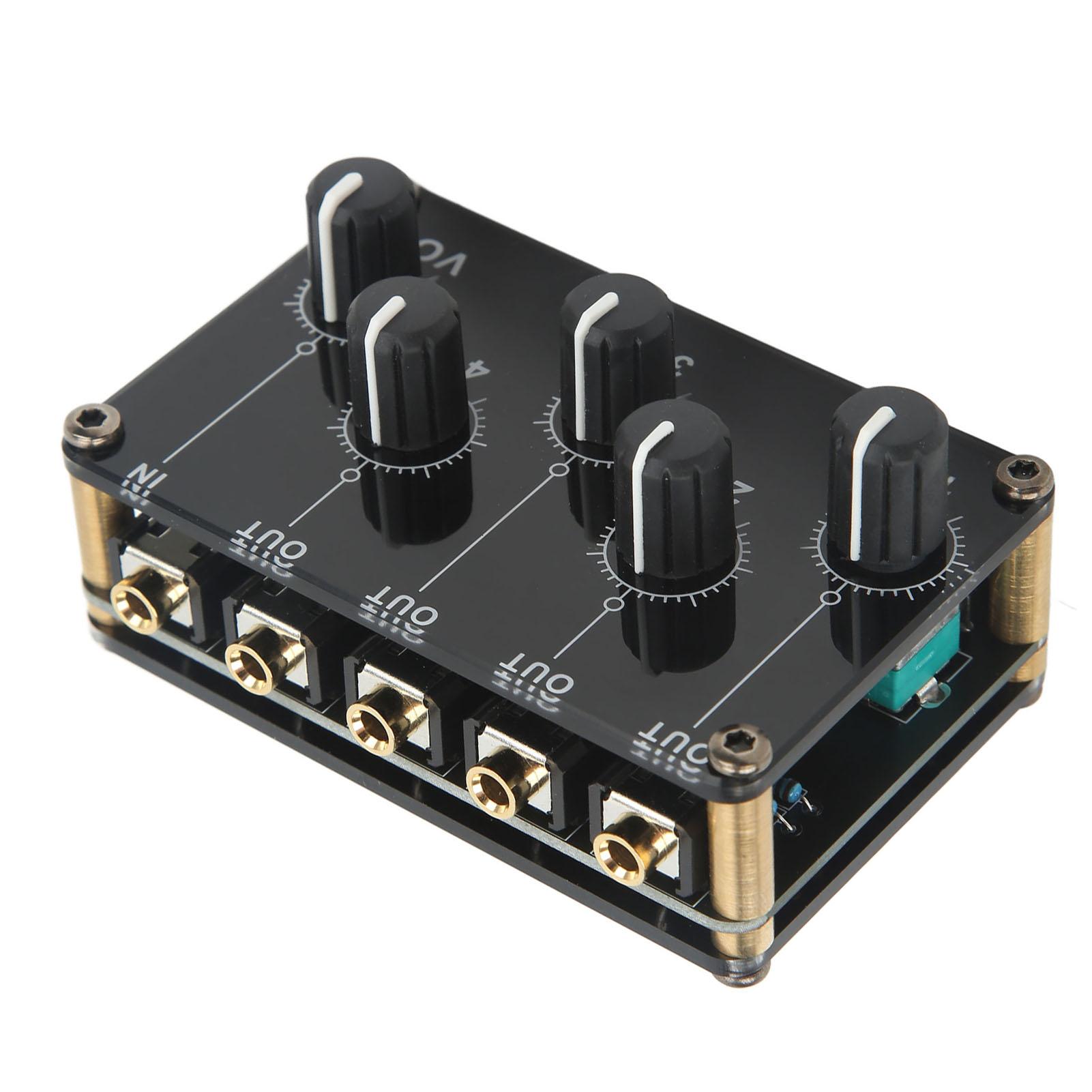 Mini Stereo Audio Mixer 4 Kanal Acryl Metall Sensibel Schwarz Audio Mixer für Kassettenabspieler