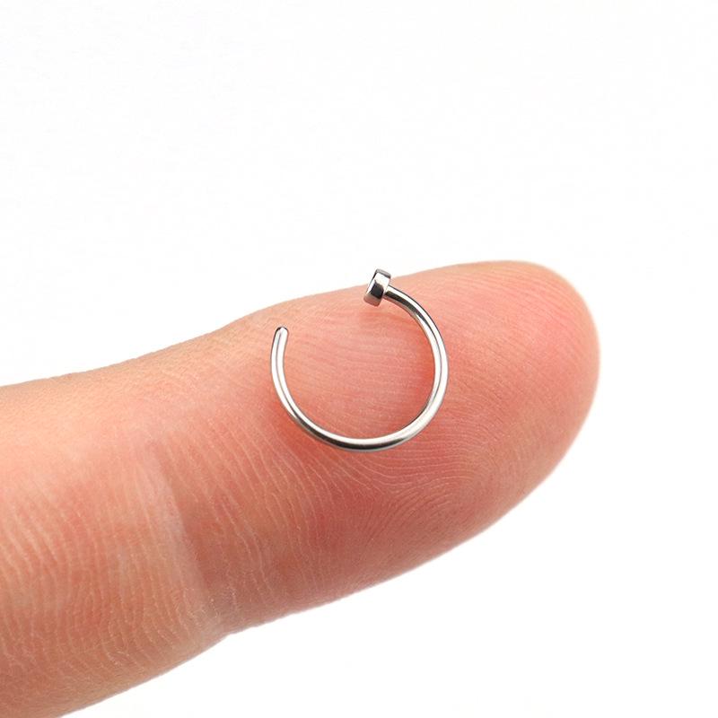 Europäische & Amerikanische Mode Titanstahl Lippen- & Nasenring - C-förmiger Fake Nasenstecker Schmuck 0.8*8*2mm