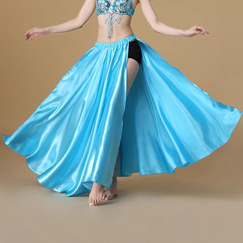 Performance Bauchtanzkostüm Saint-Rock 2-seitig geschlitzter Rock Sexy Damen Orientalischer Bauchtanzrock Damentanz Rock mit offenem Saum One size see-blaue