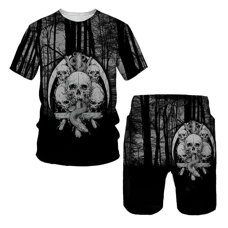 Herren Kleidung Sets Sommer T-Shirts Sportswear Combos Kurze Hosen 2 stücke Kleidung Anzüge Männer Mode Lässig Kostüm Outfits XL gray