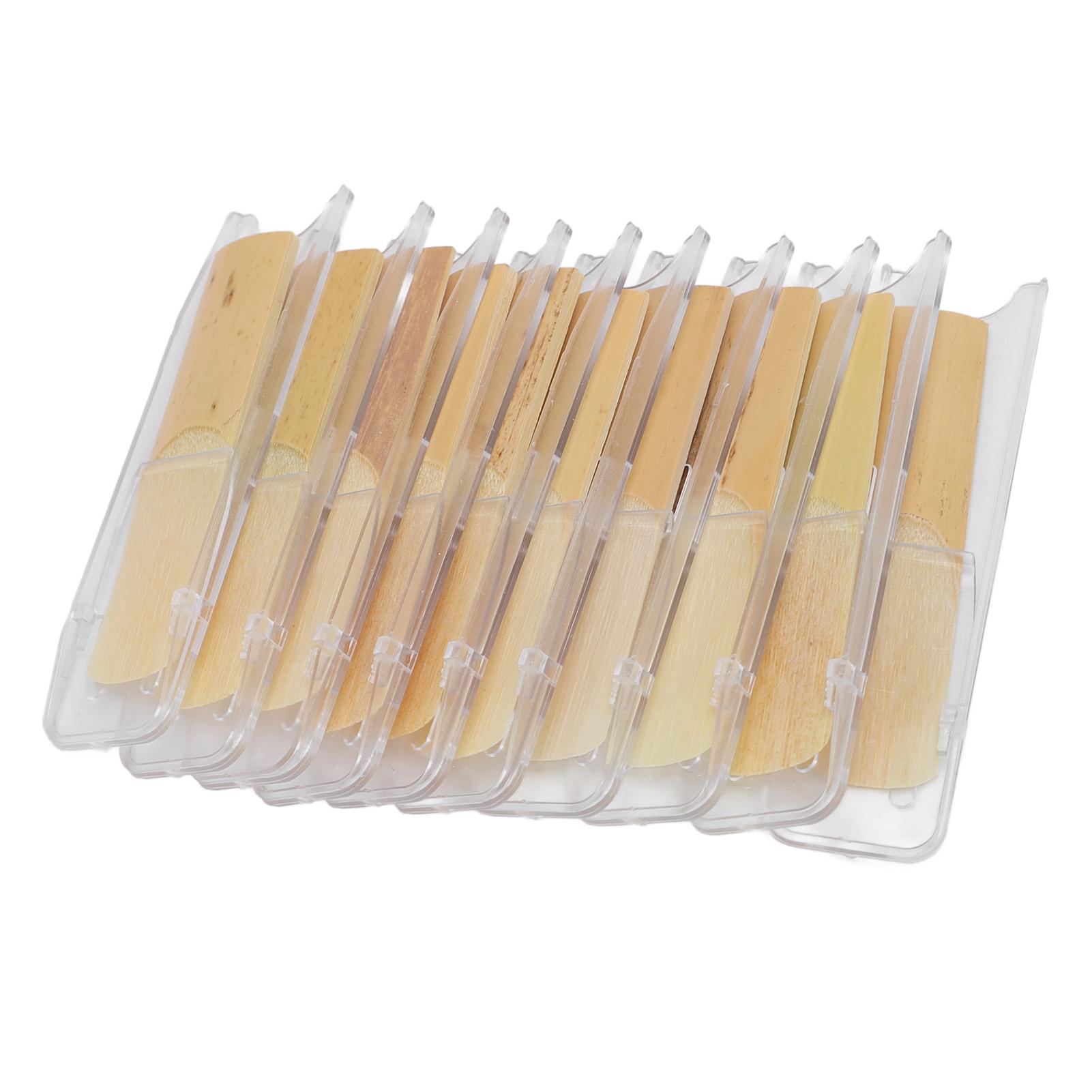 10 Stück Eb Saxophon Blätter Stärke 3.0 Mittlere Härte Saxophon Blätter mit Einzelclip