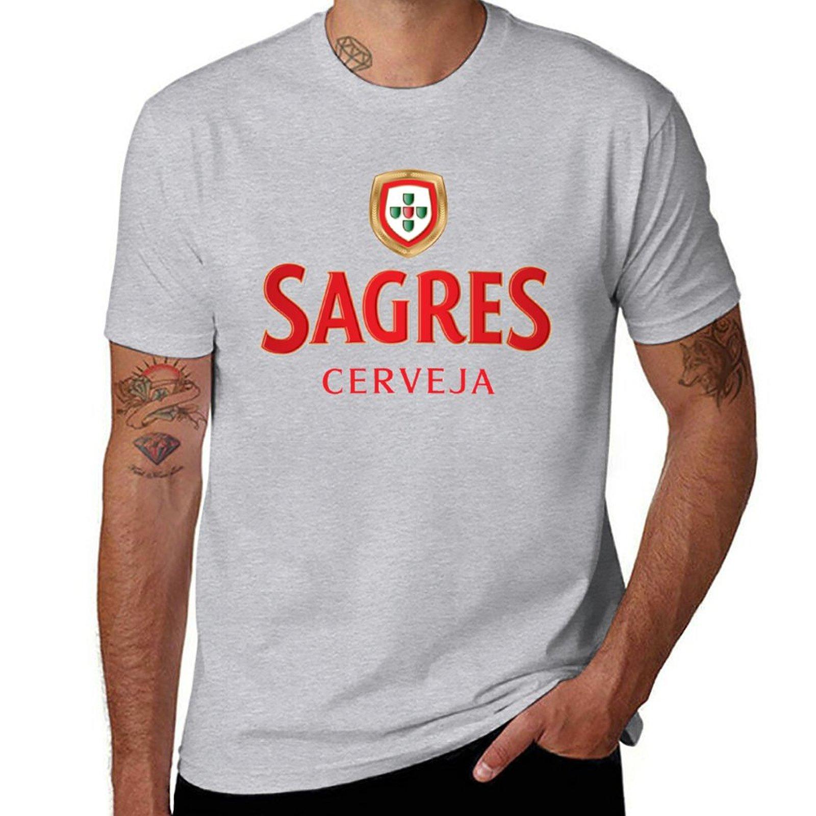 Neues Sagres Bier T-Shirt schwarzes T-Shirt schnelltrocknendes T-Shirt schwarze T-Shirts für Herren M gray