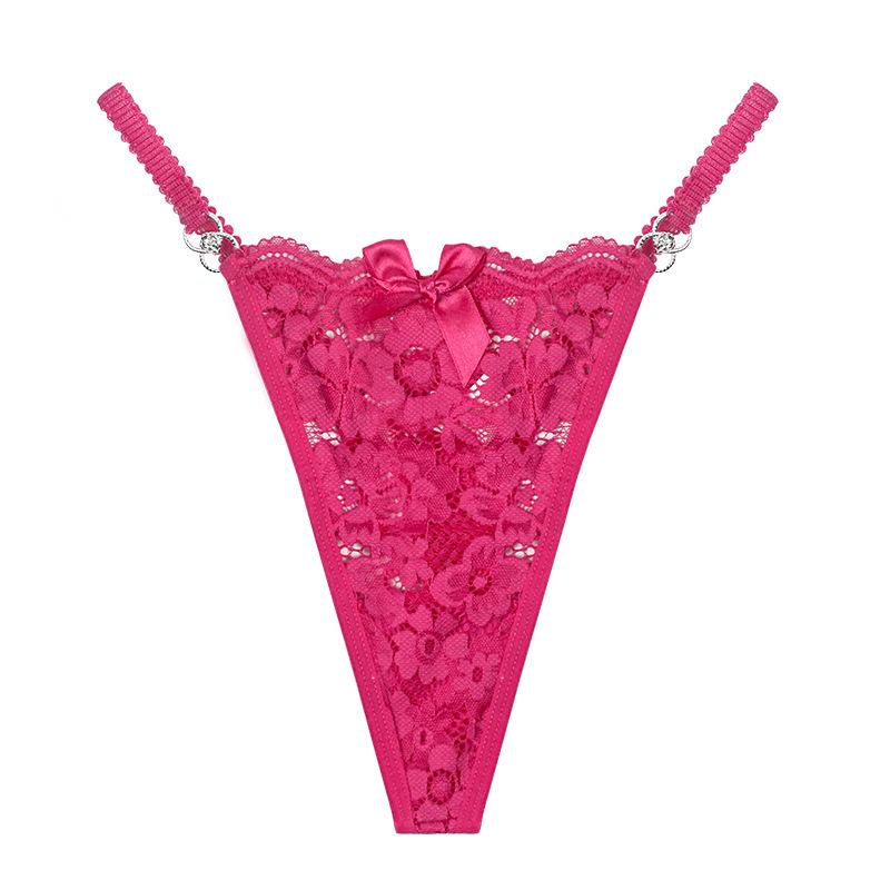 Frühlingsreine Begierde Spitzen-Tanga: Heiß verkaufende europäische & amerikanische sexy Übergrößen-Dessous für Frauen M (80-100 cm) rose rot