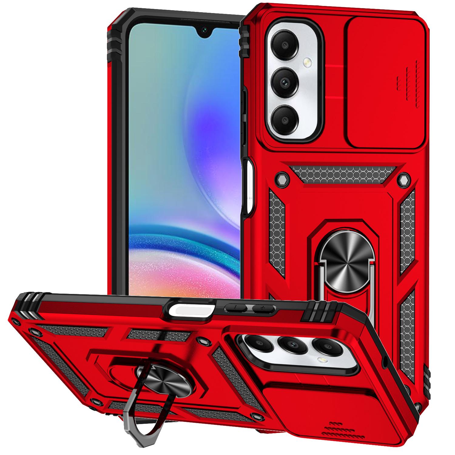 Stoßfeste Rüstungshülle für Samsung Galaxy A05S A05, magnetischer Auto-Ring-Halter, Ständer, Rückseite, Schiebelinsenabdeckung für Galaxy A04S, A04, Schutzhüllen For Samsung Galaxy A04S