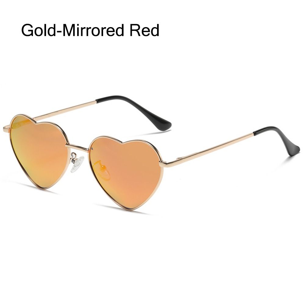 Vintage Metallrahmen Ausgefallene Accessoires Herz Sonnenbrille 90er Jahre Brille Herzförmige Sonnenbrille Shades Gold-Mirrored Red