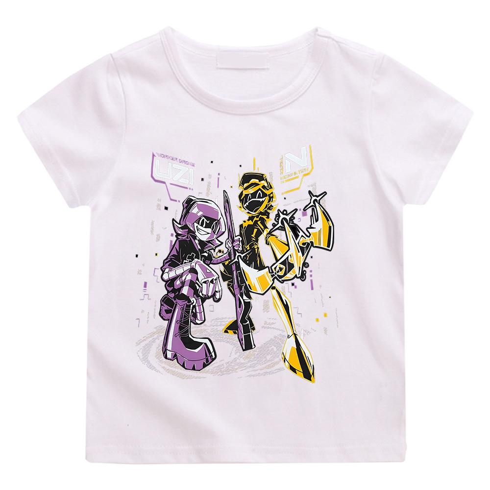 Murder Drones N und Uzi T-shirts Mode Jungen Mädchen Baumwolle Heißer Anime Tees Teen Kinder Kurzarm Kleidung Coole Kinder t-shirts 160 weiß