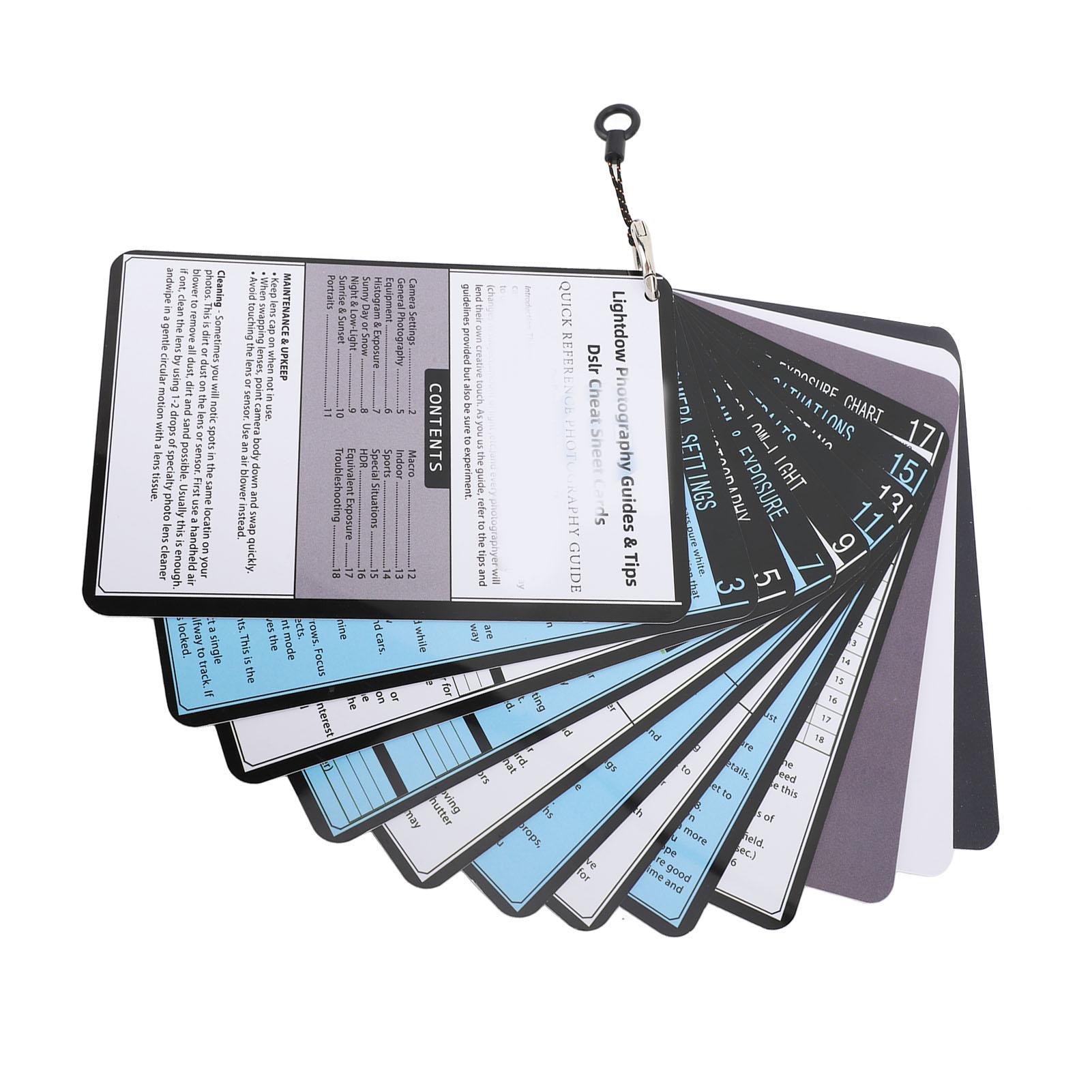 DSLR Spickzettel Weißabgleich Graukarte Bundle Kurzanleitungen Meistern Sie Ihre Kameraeinstellungen