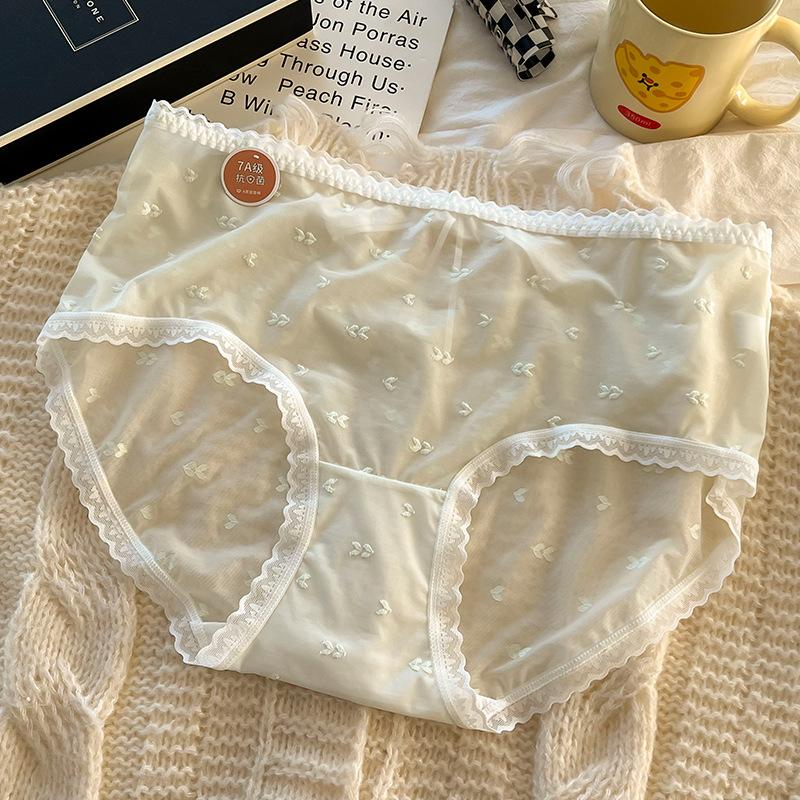Damenunterwäsche Damenhöschen Mittlere Taille Durchscheinende, Reine Windspitze Rand Sexy Hip Lift Atmungsaktive Hose 3XL grün