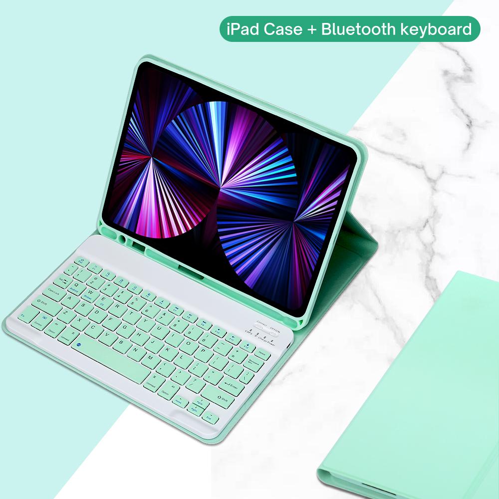 Hülle mit Tastatur für iPad Air 11 13 2024, für iPad 10.2 7/8/9. 10. Generation, Air 4 5 10.9'' Pro 11 12.9 Hülle mit Bleistifthalter iPad Mini 6