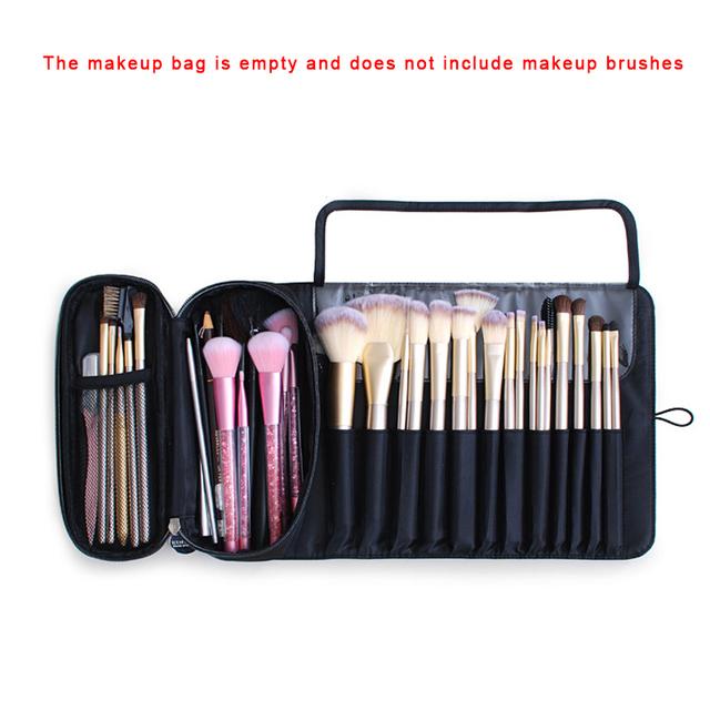 Make-up-Tasche für Damen, Kosmetikpinsel-Tasche, Reise-Organizer, Make-up-Pinsel, Faltwerkzeuge, Rolltaschen, wasserdichter Nylon-Make-up-Koffer schwarz