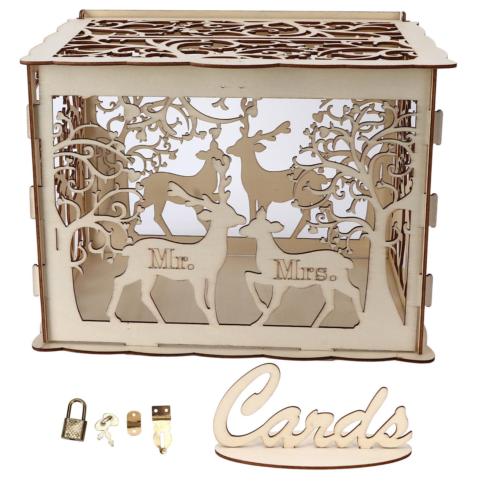 Grußkartenbox DIY Holz Paar Hirsch Hochzeitskartenetui Gästebuchbox Dekorationsbox