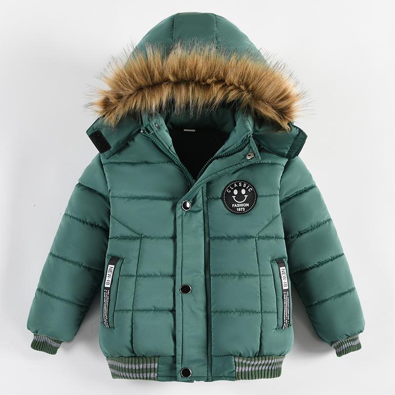 Mantel Kinder Winterjacke Mantel Jungen Jacke Warme Kapuze Kinderkleidung 100 grün