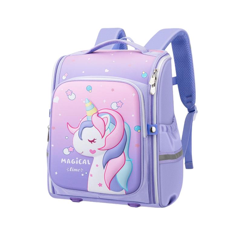 2024 neue Mode Sommer Grundschule süße Schultasche große Kapazität 3D Rucksack Cartoon Multi-Tasche Student Schultasche 36*29*16cm violett