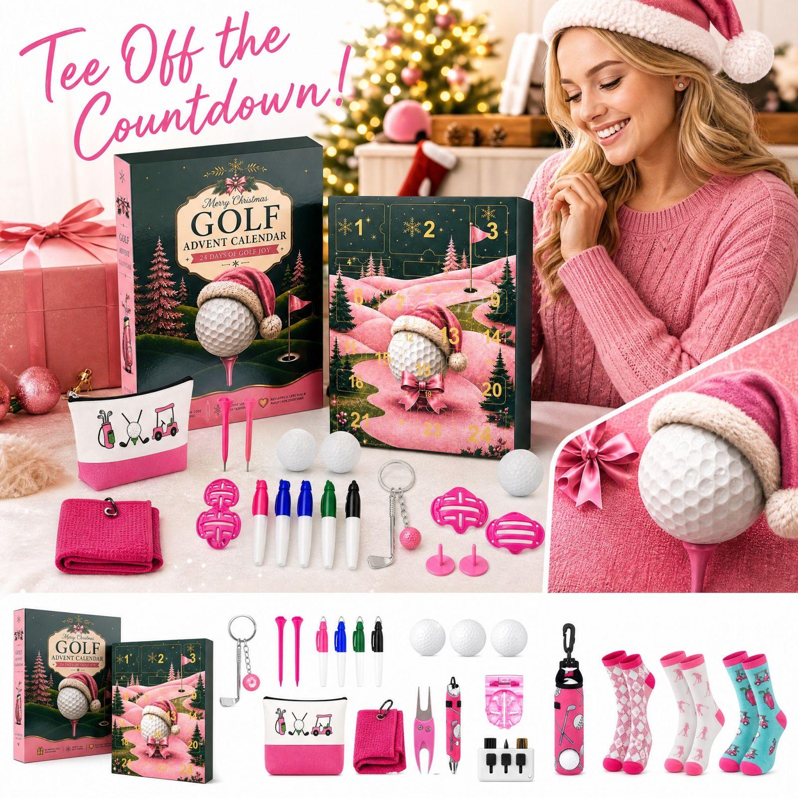 Weihnachts-Adventskalender für Frauen, Golf-Enthusiasten, Countdown-Überraschungsgeschenkbox One Size black