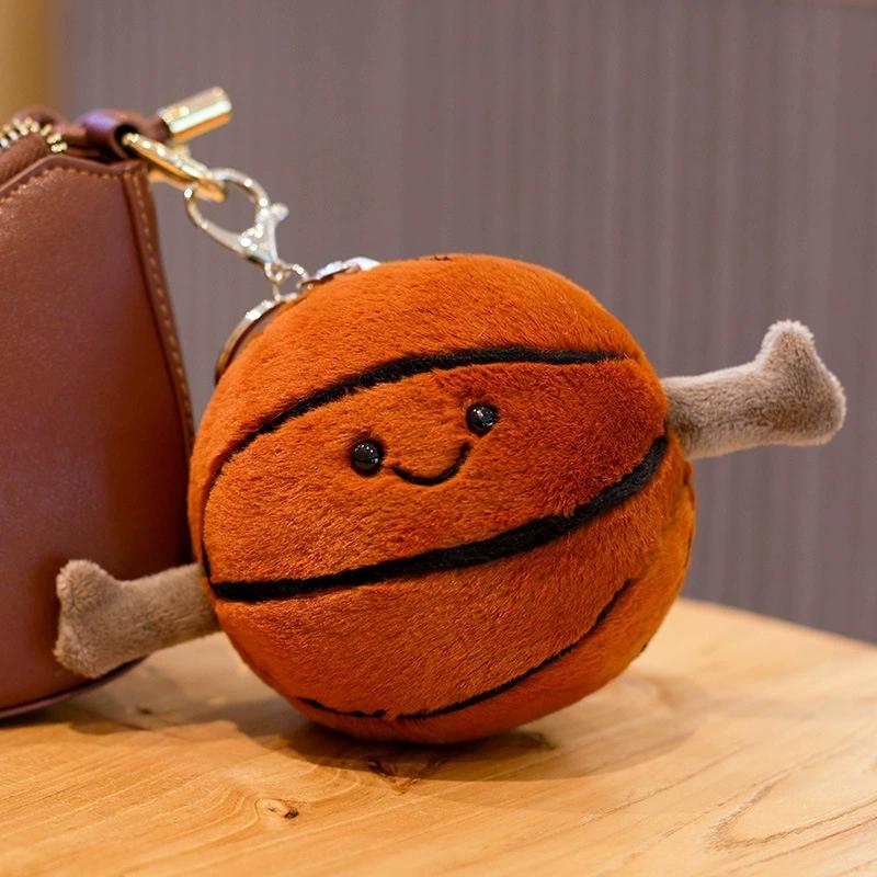 Basketball Fußball Volleyball Badminton Rugby Volleyball Baseball Tennis Plüschpuppe, Weiches Stofftier Schlüsselanhänger Spielzeug für Taschen und Schlüssel basketball