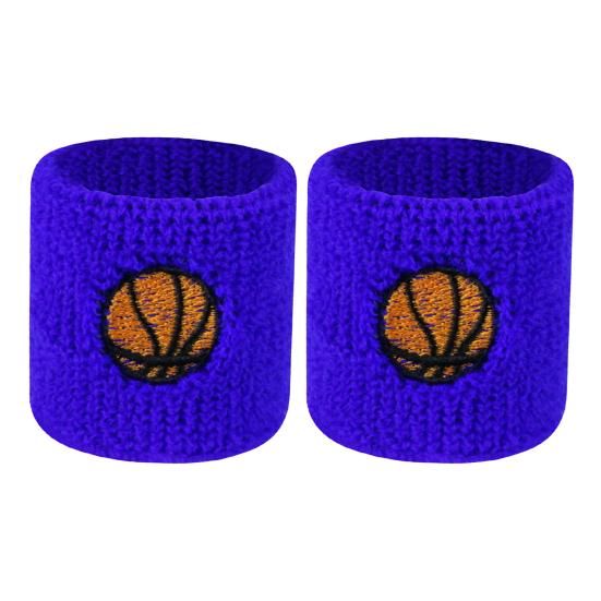 2 Stücke Kinder Sport Armband Ball Stickerei Stretch Atmungsaktiv Schweiß Absorbieren Jungen Mädchen Gestrickte Basketball Volleyball Handgelenkschutz Schweißband Basketball blau