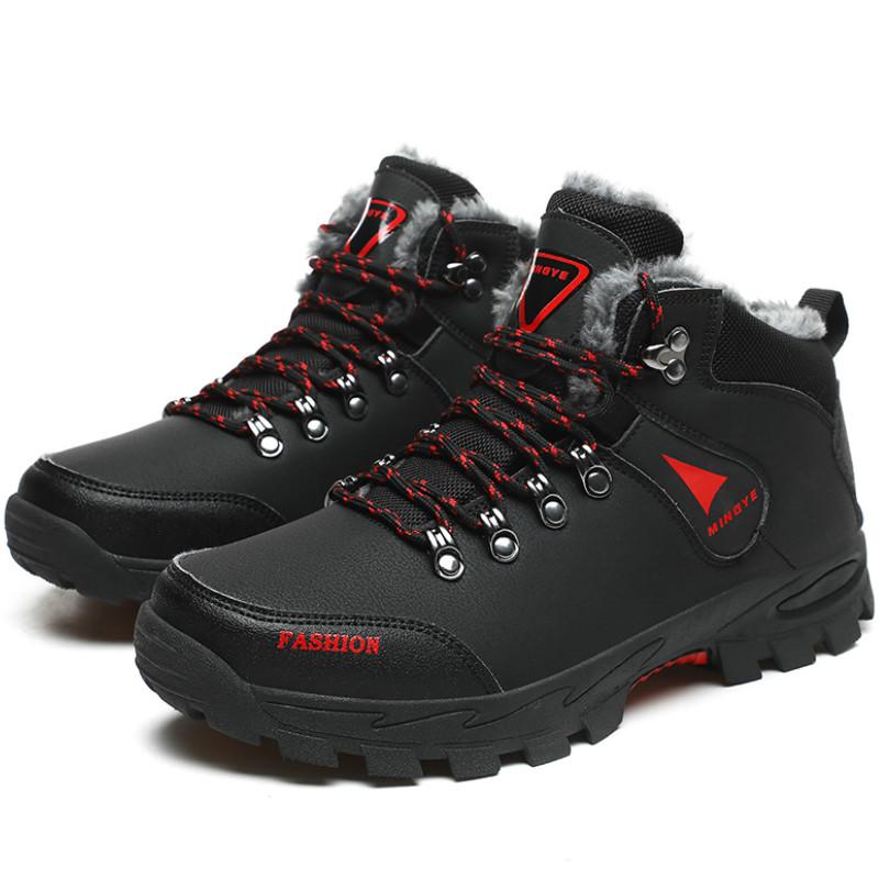 Herren-Winter-PU-Schuhe, warme High-Top-Herren-Winterschuhe, große Größe 39–47 46 schwarz