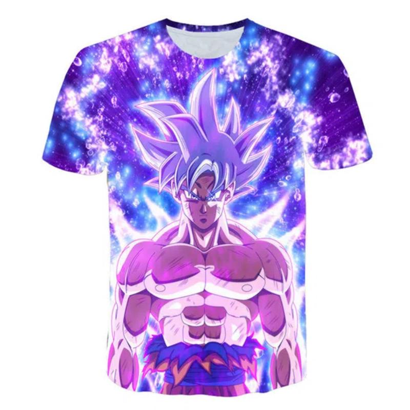Kinderkleidung Anime Dragon Ball Junge Mädchen T-Shirt T-Shirt Goku 3D-Druck Kurzarm Harajuku Männer Tops Tees Jungen Mädchen Kleidung 150 purple