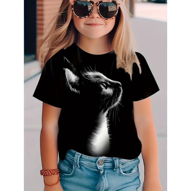 Kinderkleidung Mädchen T-Shirt Kurzarm 3D Niedliche Tiere Drucken Kinder Sommerkleidung Mode Rundhals T-Shirt Jungen T-Shirt Tops 160