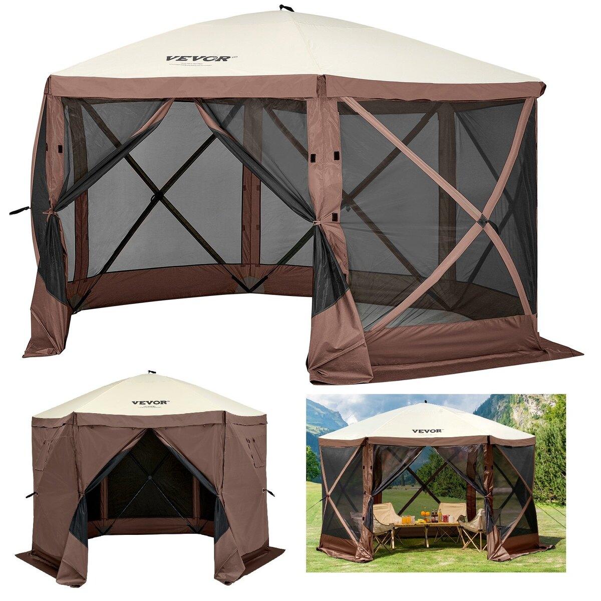 Pop-up Camping Pavillon Camping Überdachung Schutz 6-seitig 3,6m x 3,6m Sonnenschutz