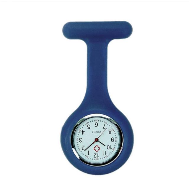 Hochwertige Silikon-Krankenschwesteruhr, solide medizinische Taschenuhr, Pin-Taschenuhr, Hängeuhr, Brosche, Dekor, Quarz dunkelblau