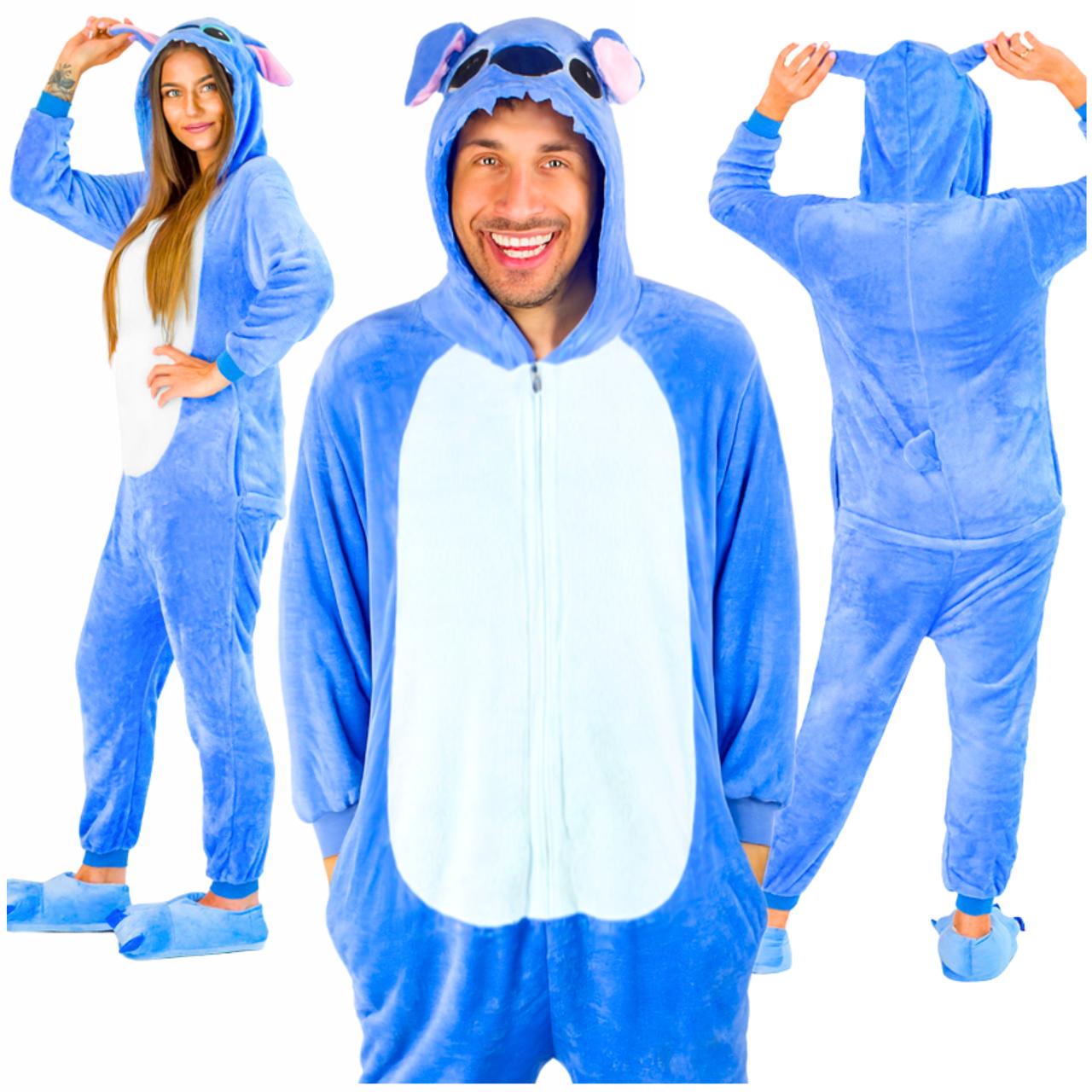 Einteiler Stich Kigurumi Kostüm Mikrofaser Warme Pyjama Trainingsanzug M Onesie Stich Kostüm - S blue