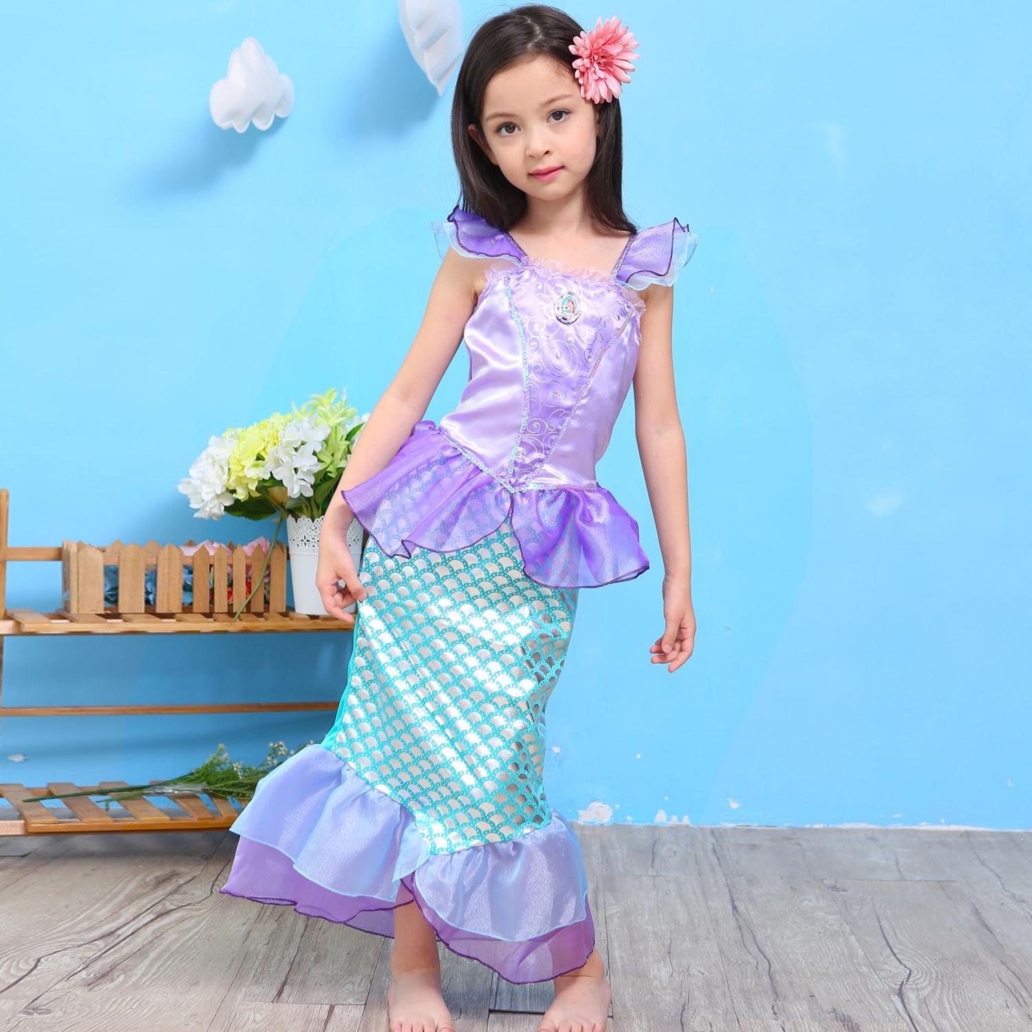 Mädchen Kleine Meerjungfrau Kostüm Kinder Geburtstag Halloween Prinzessin Mädchen Kleid Kinder Sommer Party Kleidung für Karneval 3-10T 120