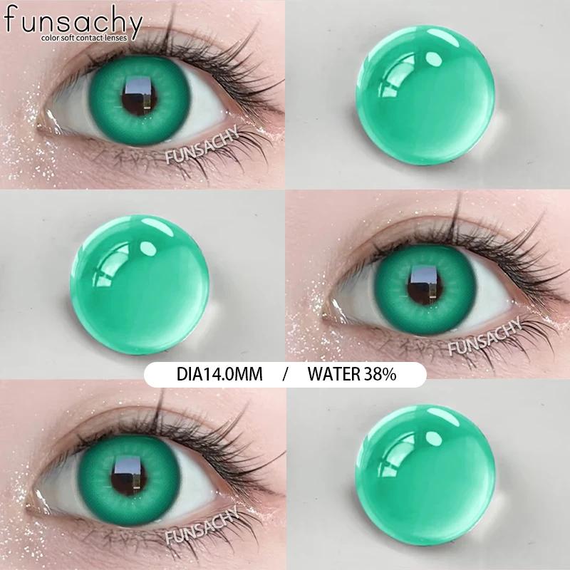 FUNSACHY 1 Paar Modische Farbige Kontaktlinsen für Cosplay Grün Rosa Anime Cosplay Linse Beauty Halloween Make-up Auge Weiche Linse