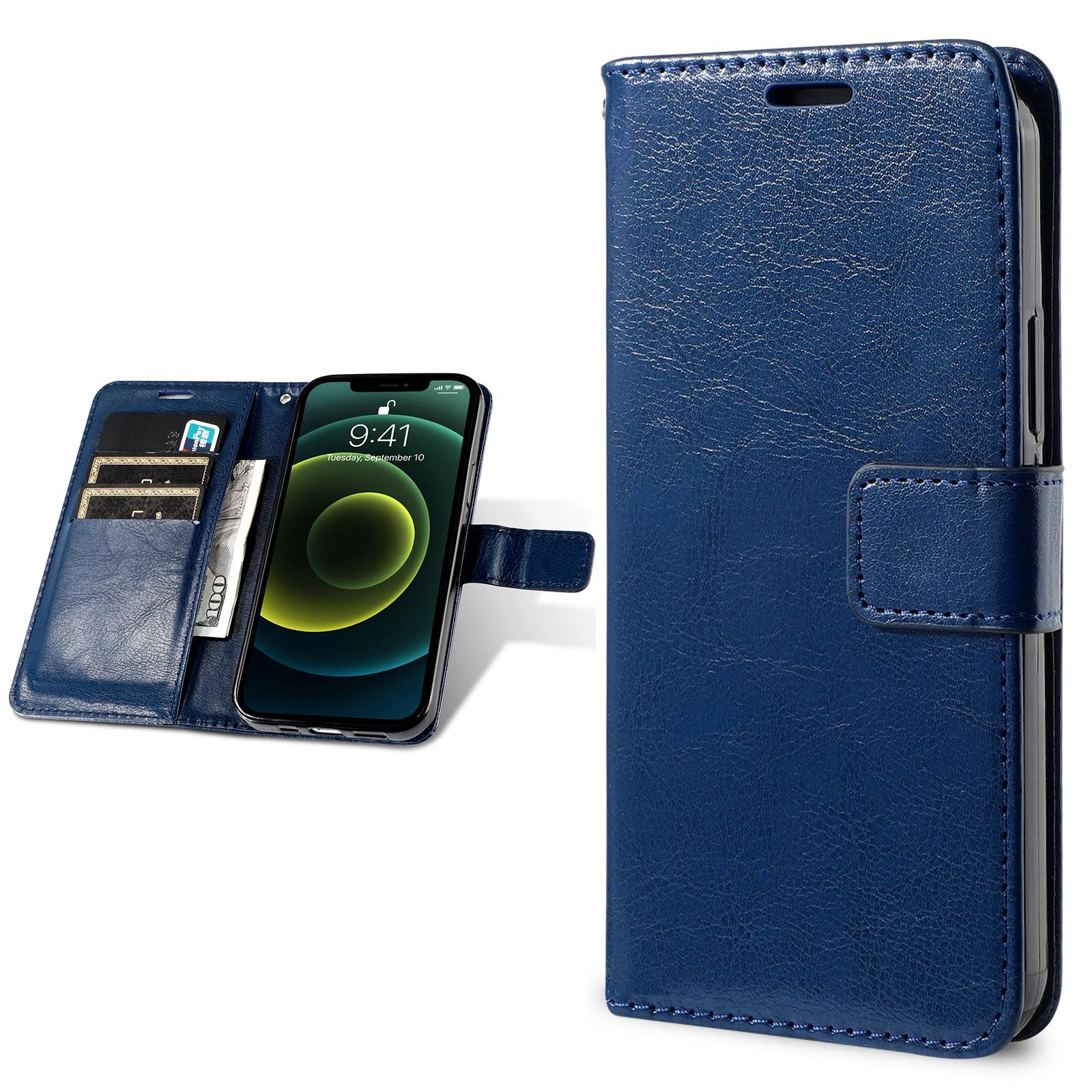 Leder Brieftasche Flip Case für Samsung Galaxy A14 A13 A12 A34 A54 A15 A04S A05S A22 A23 A32 A52 A53 A33 a73 A72 S21 S22 S23 FE S24 Ultra Karte Slot Abdeckung For Samsung S23 Ultra navy blau