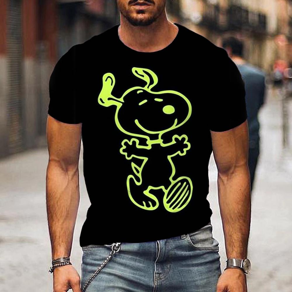 Vintage Herren T-Shirt Sommer Amerikanisches Hemd Oberteile Lustiger Snoopy Aufdruck Kurzarm-T-Shirts Locker Täglich Herrenbekleidung Lässig Streetwear XL