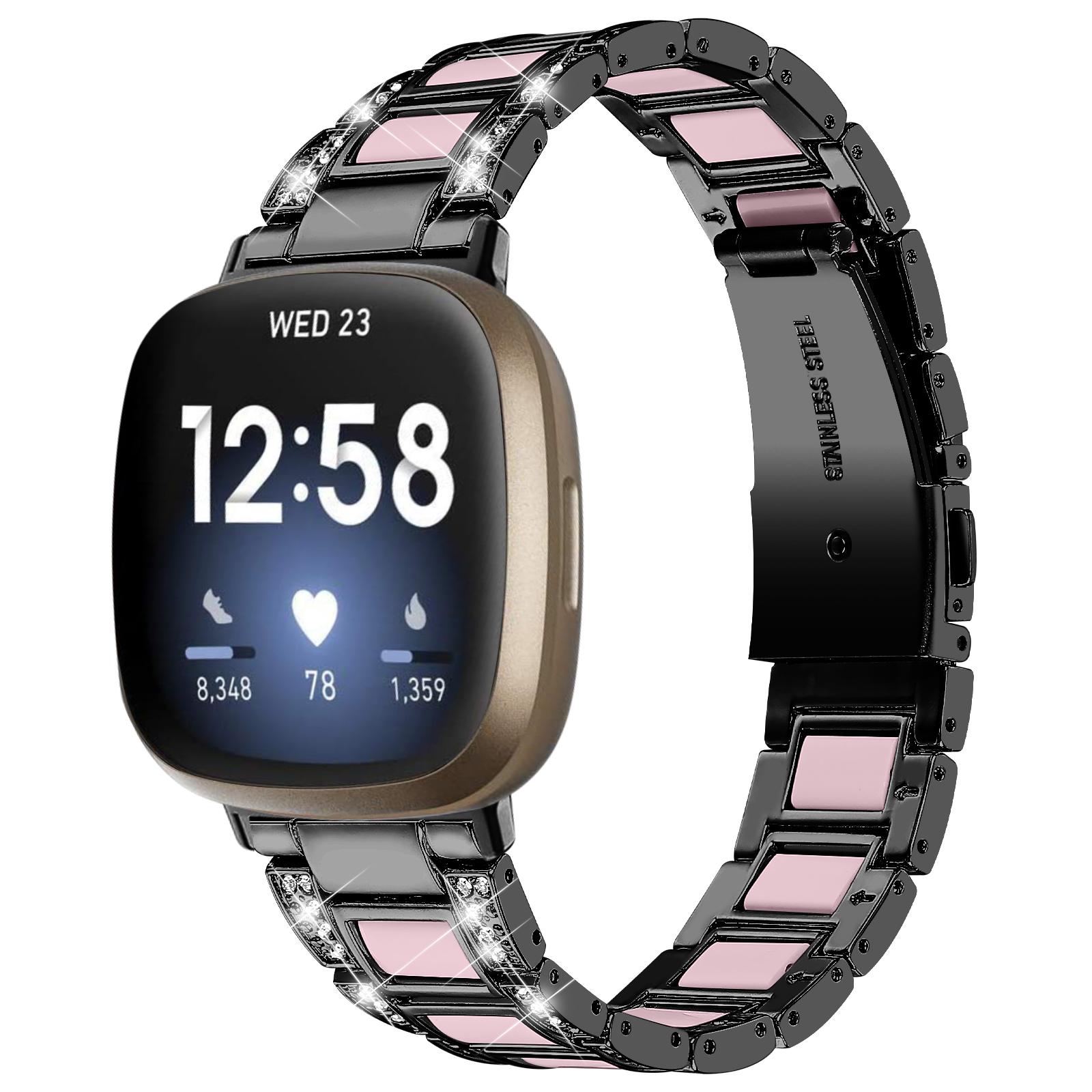 Diamantarmband für Fitbit Versa 4 3 Sense 2 Band Smartwatch-Zubehör Harz Edelstahl Metallarmband Fitbit Versa 3 Armband For Fitbit Versa 4