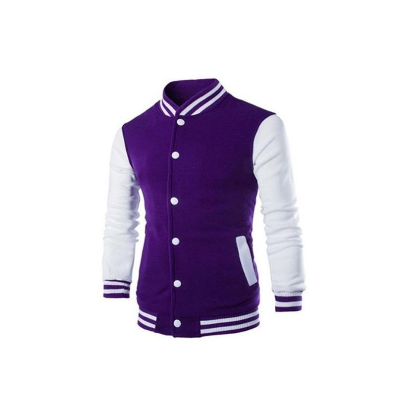 Mode Slim Fit Baseball Herrenmantel Personalisiert Lässig Sportlich Herrenjacke Bedruckt Stehkragen Strickjacke Oberbekleidung L violett
