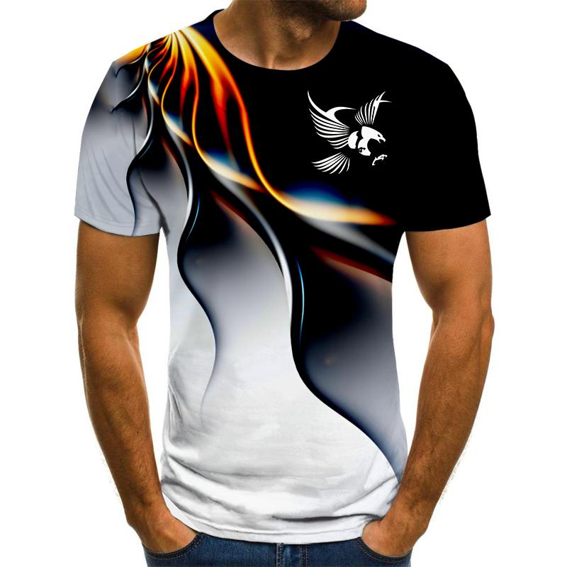 Mode Sommer T-Shirt Herren 3D Eagle Print Herren T-Shirt atmungsaktiv Street Style Stitching Print T-Shirt Herren Größe 6XL XL