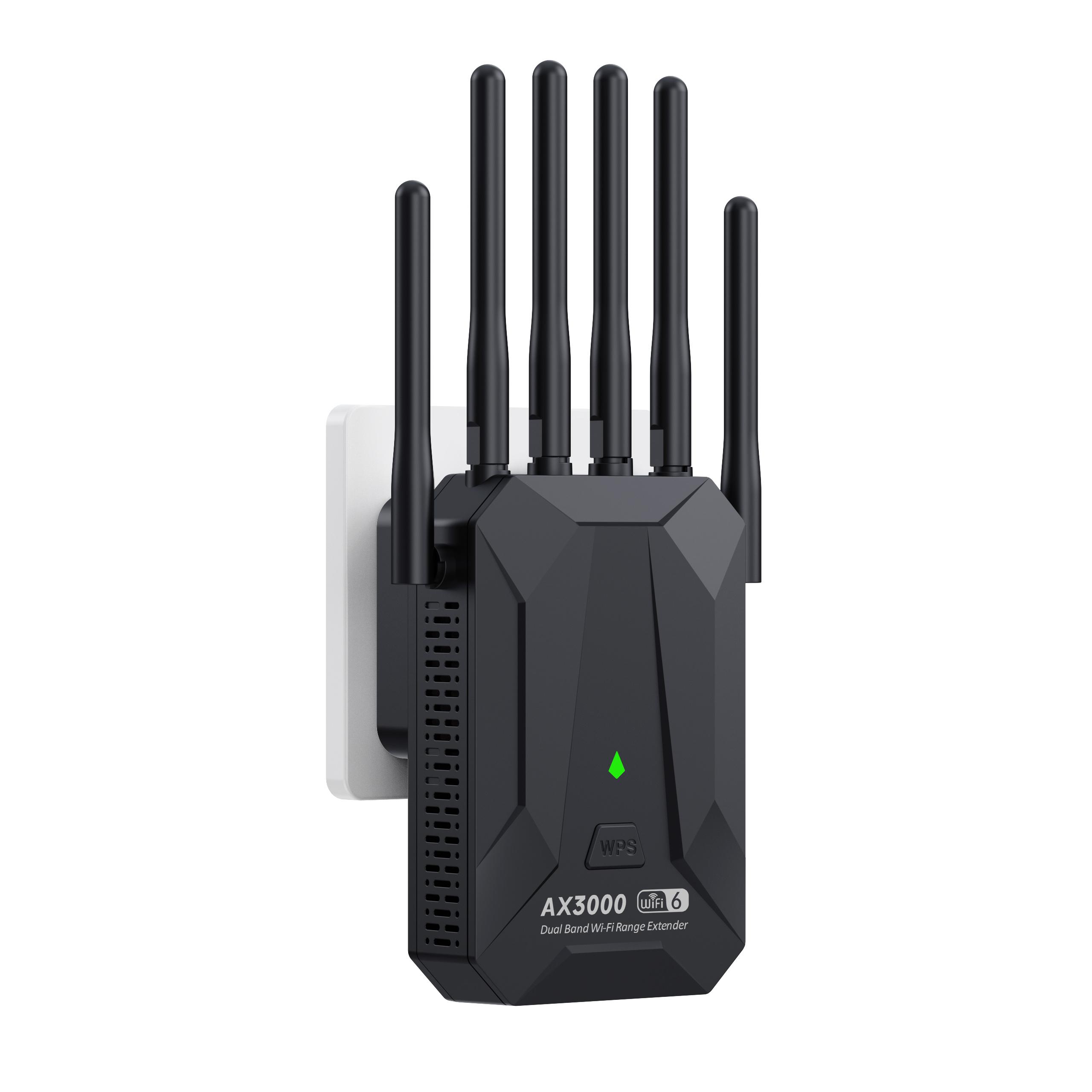 3000Mbps WiFi 6 Repeater Dualband 2,4 GHz 5 GHz WLAN-Verstärker WLAN-Verstärker Langstrecken-Signalerweiterung Booster für Zuhause/Büro EU-Stecker eu plug schwarz
