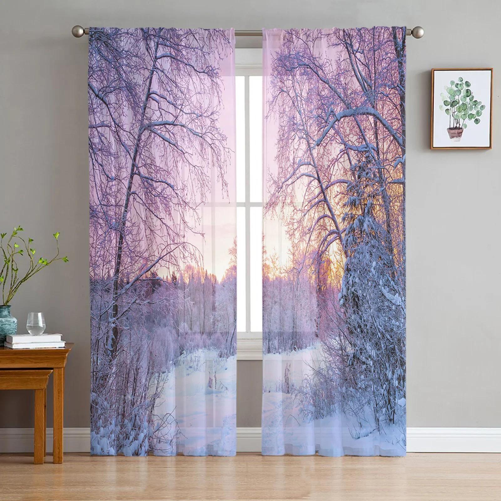 Herbst Park Wald Sheer Vorhänge Wohnzimmer Fenster Tüll Vorhänge Für Schlafzimmer Küche Home Dekoration Voile Vorhänge W135 x H115cm x1&Grommet Top white