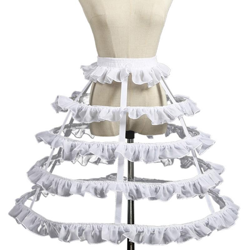 Krinoline Unterrock Reifrock Käfig 2/3/4/5 Reife für Damen Mädchen Brautkleid Vintage Ballkleid Kurzer Langer Reifrock white