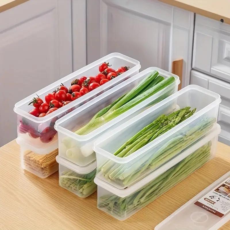 Lange rechteckige Vorratsbehälter für Lebensmittel in der Küche, wiederverwendbare Organizer-Boxen aus Kunststoff für den Kühlschrank 1PC